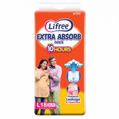 Lifree Extra Absorb Adult Diaper Pants | Size L | Waist (35-49 Inches) | 18 Count