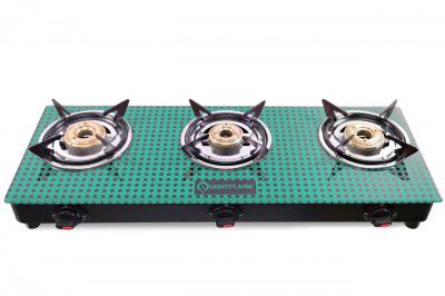 LightFlame 3 Burner Hybrid Green gas stove