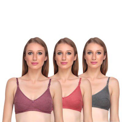 Liigne Women Non Padded Bra - Made of Pure Cotton Full Coverage Non Wired Seamless Pushup Soft Cup for T-Shirt Saree Dress Sports Garment for Daily Use Everyday