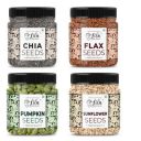 LILA DRY FRUITS 4 Superseed Combo (Chia, Pumpkin, Sunflower & Flax) 250gms each (1kg total) Jar Pack |Immunity combo for Weight Loss | Mix Seeds for Eating | Diet Snacks | Superfood...