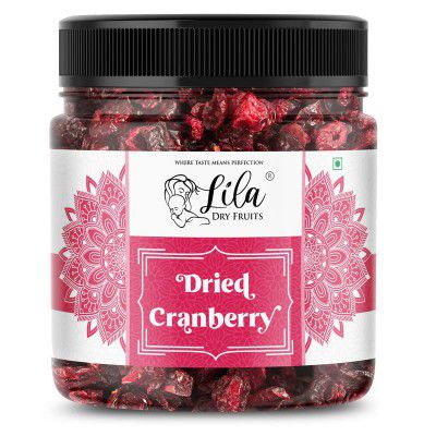 LILA DRY FRUITS Premium Californian Dried and Sweet Sliced Cranberries 100 gm Jar | Real dried fruit without Sugar | No added Preservatives | Dehydrated Superfood | Sliced, Vegan & Non GMO Fruit