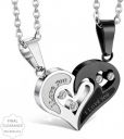 Lila  Valentine Special Gifts His and Hers Lover Couple Love Heart 2 Piece Joining Couple Pendants Necklace Chain Pair Love Heart Cubic Zirconia CZ I Love You Puzzle Matching Couple Pendant Necklace f...