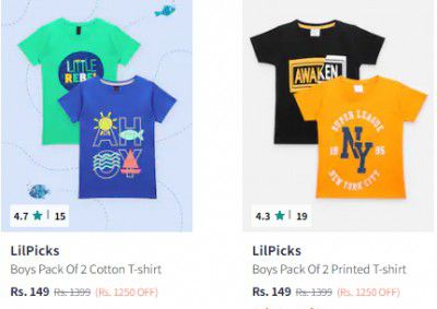 LilPicks Boys Pack Of 2 Upto ₹149