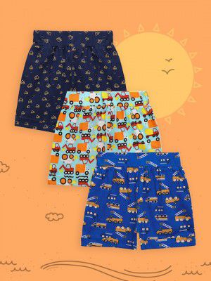 LilPicks Boys Pack Of 3 Multicoloured Floral Printed Mid-Rise Regular Shorts