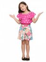 LILPICKS Girl's Polka Flutter Top with Floral Shorts (Lavender)...
