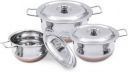 LIMETRO STEEL 3 Pieces Stainless Steel Handi Set with Lid / Cookware Set (Stainless Steel, 3 - Piece)...