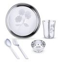 Limetro Steel Flower 2 Dinner Set (Set of 5- Serves 1)...