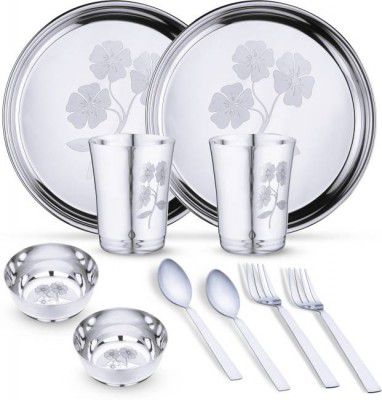 LIMETRO STEEL Pack of 10 Stainless Steel Dinner Set  (Steel)