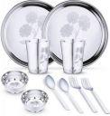LIMETRO STEEL Pack of 10 Stainless Steel Dinner Set  (Steel)...