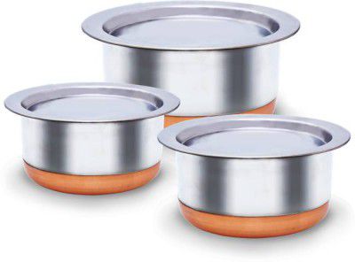 LIMETRO STEEL Set of 3 Stainless Steel Cookware Set with Lid Cookware Set (Stainless Steel, 3-piece)