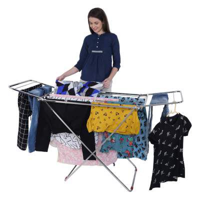 LiMETRO STEEL Stainless Steel Foldable Double Rack Cloth Dryer Stand