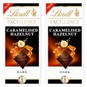 Lindts Excellence Caramelised Hazelnut And Crispy Caramel Pieces With Rich And Smooth Dark Chocolate 100g (Pack of 2)...
