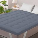 Linenovation 1000GSM Hollow Fibre Mattress Padding/Topper Dark Blue for King Size Bed-72 Inch X 78 Inch...