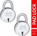 Link 65mm New Round |Lever|Double Locking|50k Key Combinations (Pack of 2) Padlock  (Silver)...