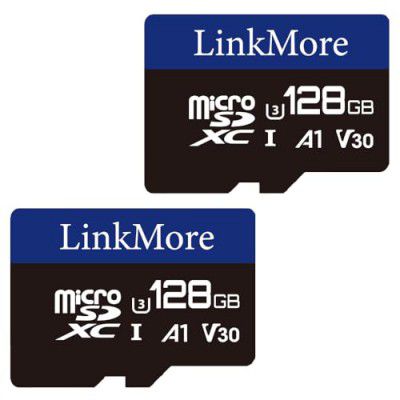 LinkMore 128GB Micro SDXC Card (2 Pack), A1, UHS-I, U3, V30, Class 10 Compatible, Read Speed Up to 95 MB/s,Write Speed Up to 50 MB/s, SD Adapter Included