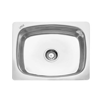 LIPKA Premium Round Single Bowl Kitchen Sink (21”x18”x8”) | Glossy Finish with Waste Pipe & Sink Coupling