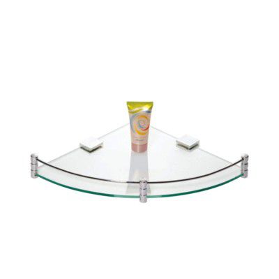 Lipka Toughened Glass Corner Round with Brass Fitted Brackets (10x10 Inches)