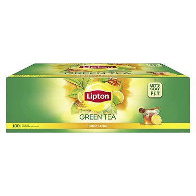 Lipton Honey Lemon Green Tea Bags 100 pcs, All Natural Flavour, Zero Calories - Improves Metabolism & Reduces Waist