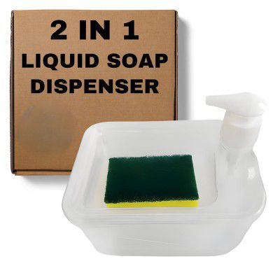 Liquid Soap Dispenser with Free Sponge (White)