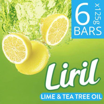 Liril Lime and Tea Tree Oil Bath Soaps,Paraben Free Soap Bar (6 x 125 g)