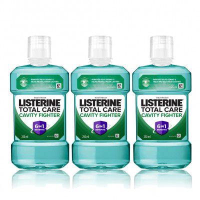 Listerine Cavity Fighter Mouthwash Liquid, 250ml Combo Pack of 3 (Buy 2 Get 1 Free)