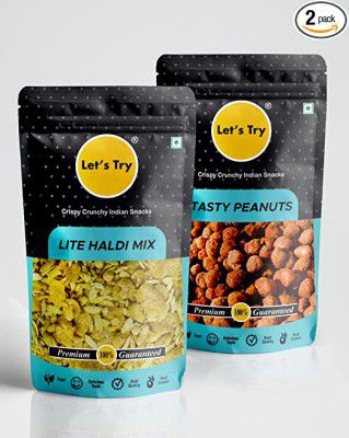 Let's Try Lite Haldi Mixture 200gm, Tasty Peanuts 320gm | Made with 100% Groundnut oil | No Additives & Preservatives