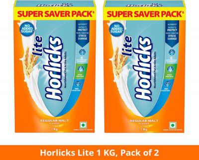 Lite Horlicks Regular Malt, Pack of 2 (2 x 1 kg)
