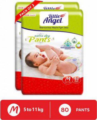 Little Angel Baby Diaper Pants (2 x 40 Pcs) - M  (80 Pieces)