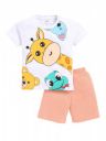 LITTLE NINJA Pure Cotton Knee Length Half Sleeve Giraffee Printed Tee & Shorts Set - Yellow 0-6M...