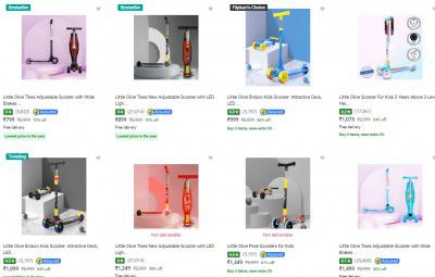 Flipkart : Upto 86% Off On Little Olive Kids Scooters Start @ Rs 559