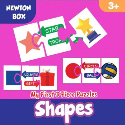 Little Olive Newton Box 3 Piece Puzzle | Theme Shapes| 3 Years and above  (Pink)