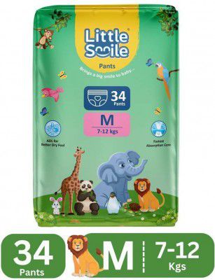 Little Smile Baby Pants Extra Absorb Diapers - Medium - 34 Pieces
