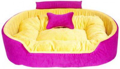 Little Smile luxurious Bed for Dog and Cat ,Reversible. M Pet Bed  (Purple)