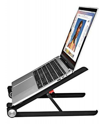 Live Tech Apex Laptop Stand - Portable, Lightweight & Durable - Robust Plastic & Metal Design - for All Laptops 11-17" up to 13 lbs - Riser Adjustable Notebook Stand - Foldable Computer Holder for