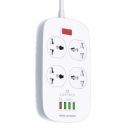 Live Tech PS13 Power Socket 4 USB QC3.0 Smart Charger 5V 3.1A Surge Protector 2 Meter Power Board Extension Cord Spike Guard USB Hub...