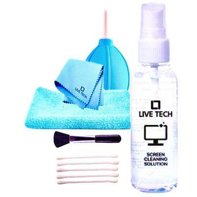 Live Tech Shiny 6 in 1 LCD Cleaning Kit with Air Blower, Cotton Buds, Suede + Micro-Fiber Cloth, Brush,Cleaning Solution