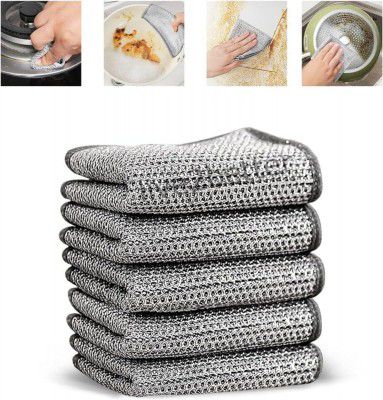 Live2Better 5 Pcs Non Scratch Dish Wash Cloths Multipurpose Wire Dishwashing Rags