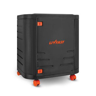 Livfast Inverter Battery Trolley with Protective Covered Box, Ideal for Home Inverter & Battery with 100 kg Load Capacity - Grey
