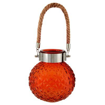 Living Essence-Marvela Colored Glass Vase with Rope (Length:17 Cms; Bredth:17 Cms; Height:18 Cms) by HomeTown