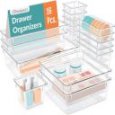 LIVINGBASICS 16 Pcs Unbreakable Drawer Organizer/Drawer Storage Organizer/Drawer Organizer Tray/Tray Organiser for Makeup/Drawer Divider Tray/Makeup Dresser Tray/Kitchen Drawer Organizer Tray...