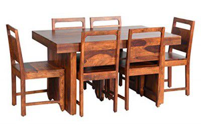 Livit'homes Delta Dining Table Set with 6 Chairs - Honey finish