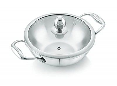 Livmax Tri-ply Kadhai with Glass Lid 20 cm