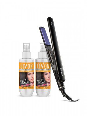 Livon Super Sleek Combo - 2 Super Styler Serum & Syska Hair Straightener