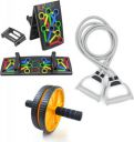 LIVOX Pushup Board And Ab Wheel Roller With Resistance Toning Tube Push-up Bar ...