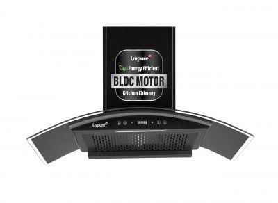 Livpure 90cm 1400m3/hr BLDC Filterless Autoclean Chimney | LIV-ETERNA-BLDC-90-FL-HAC,Black