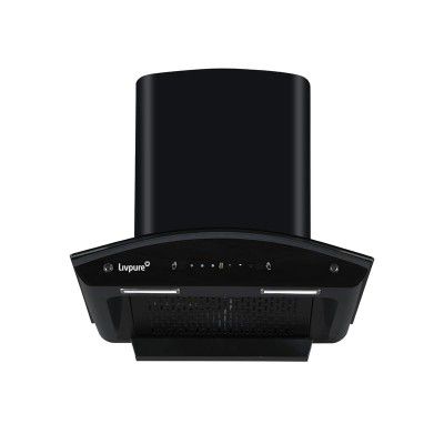 Livpure Avian 60 1450 m3/hr Curved Glass || Filterless Auto-Clean Kitchen Chimney || 10 Year Warranty On Motor by Livpure (2 Year Comprehensive), (Touch And Gesture Control, Black)