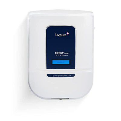Livpure Platino Plus DX Ecocare with water Saving Technology Wall Mountable RO+Pure UV+UF+Mineraliser+Copper 8.5 L tank-White 15 LPH Water Purifier for home