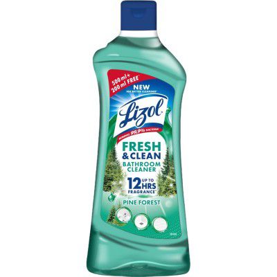 Lizol Fresh & Clean Bathroom Cleaner | Pine | 500 ml + 200 ml Free | Limited Period Offer | 10X Better Cleaning | Up to 12 Hrs Fragrance | Multi-Surface Cleans Floors, Basin, Tiles