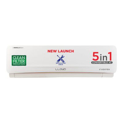 Lloyd 2.0 Ton 5 Star Inverter Split AC (5 in 1 Convertible, White with Golden Deco Strip, GLS24I5FWGEV)