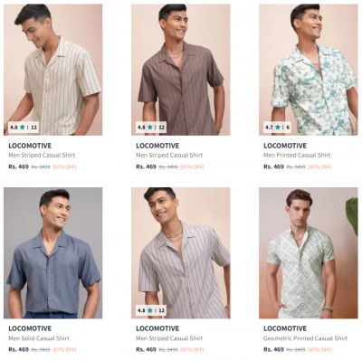Upto 89% OFF - Locomotive Men's Clothing | Starts at Rs.115
